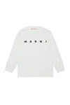 Marni T-shirt Manica Lunga In Jersey Con Logo  In White