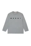 Marni T-shirt Manica Lunga In Jersey Con Logo  In Gray
