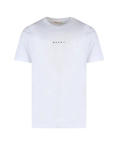 Marni Logo-print Cotton-jersey T-shirt In White