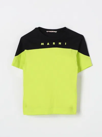 Marni Kids' Branded Colourblock T-shirt In Green
