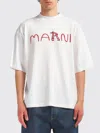 Marni Cotton T-shirt With Flocked Animal Alphabet Logo In White