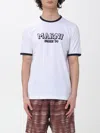Marni Crew Neck T-shirt With Front Logo And Ribbed Accents In White