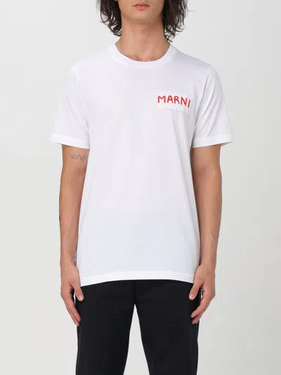 Marni Men's Logo Patch T-shirt In White