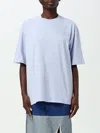 Marni Cotton Knit T-shirt With Logo Detail In Blau