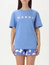 Marni Crew Neck Cotton T-shirt In Blau