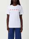 Marni White Jersey T-shirt With Scribbled Logo In Animal Print