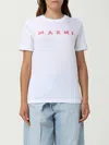 Marni White Jersey T-shirt With Scribbled Logo In Gray