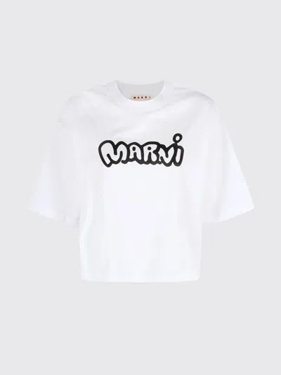 Marni Logo-print Cotton T-shirt In White