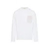 Marni Long-sleeved White Cotton T-shirt With Contrast Chest Pocket In White