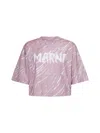 Marni Logo Print Cropped T-shirt In Pink