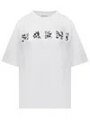 Marni Crew Neck Graphic Print Short Sleeves T-shirt In White
