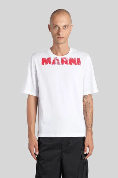 Marni Cotton T-shirt With Maxi Print In White