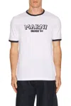 Marni Crew Neck T-shirt With Front Logo And Ribbed Accents In White