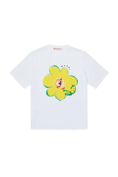 Marni Kids Floral Printed Crewneck T-shirt In Multi
