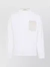 Marni Long-sleeved White Cotton T-shirt With Contrast Chest Pocket In White