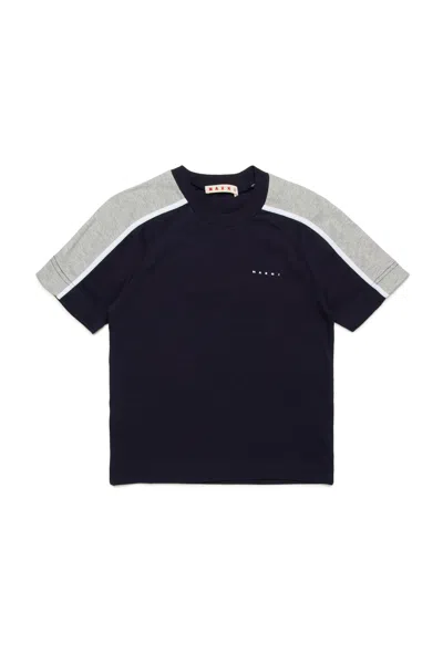 Marni T-shirt With Colorblock Details In Blue