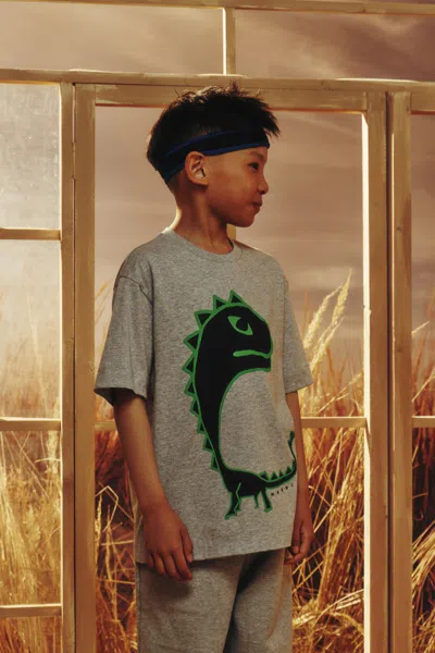 Marni T-shirt With Dinosaur Print In Gray