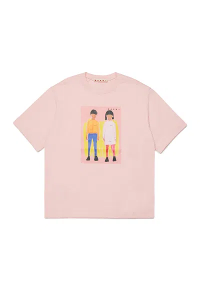 Marni Kids' Illustrated-graphic T-shirt In Pink