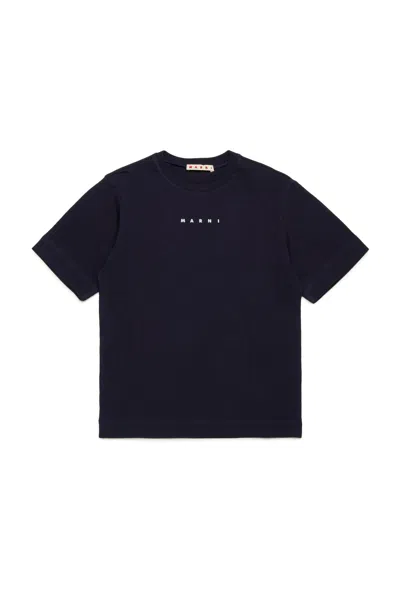 Marni T-shirt Con Logo Istituzionale In Blue