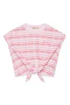 Marni T-shirt Con Nodo Allover Check In Pink