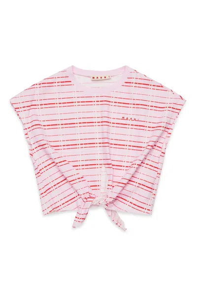MARNI T-SHIRT WITH KNOTTED ALLOVER CHECK