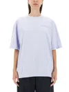 Marni Cotton Knit T-shirt With Logo Detail In Baby Blue