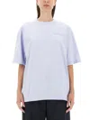 Marni Cotton Knit T-shirt With Logo Detail In Baby Blue