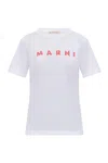 Marni White Jersey T-shirt With Scribbled Logo In White