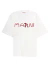 Marni Cotton T-shirt With Flocked Animal Alphabet Logo In White
