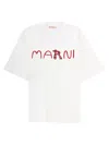 Marni Cotton T-shirt With Flocked Animal Alphabet Logo In White