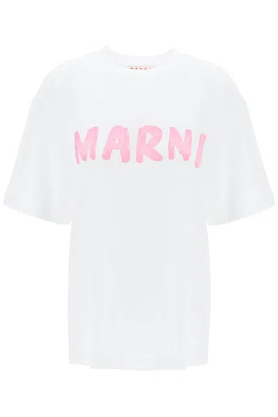 Marni T-shirt With Maxi Logo Print In White