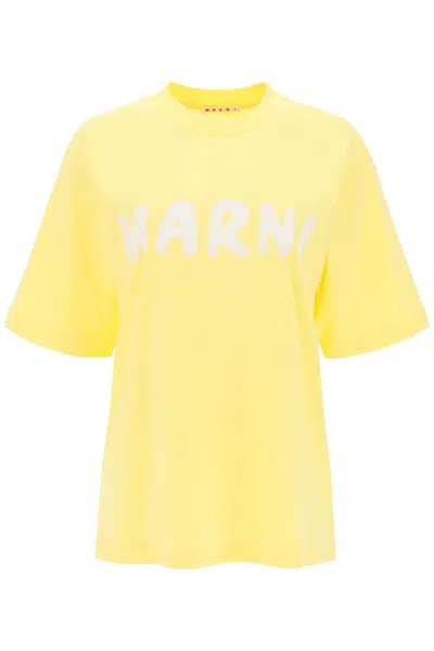 Marni T-shirt With Maxi Logo Print Women In Multicolor