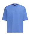 Marni Light Blue Jersey Mini Logo T-shirt In Blue Lilac
