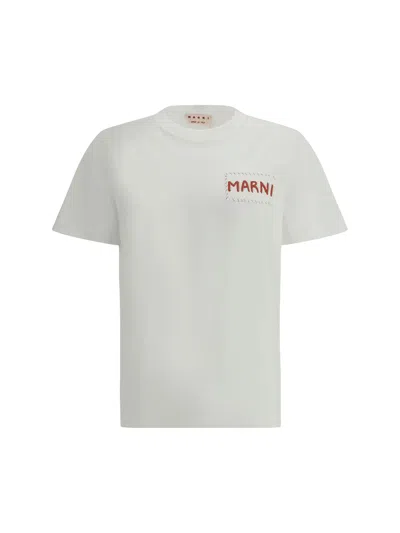 Marni Men's Logo Patch T-shirt In White