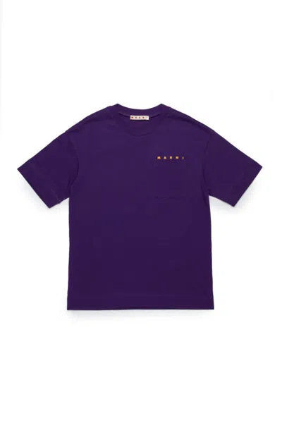 Marni T-shirt In Jersey Con Taschino In Violet
