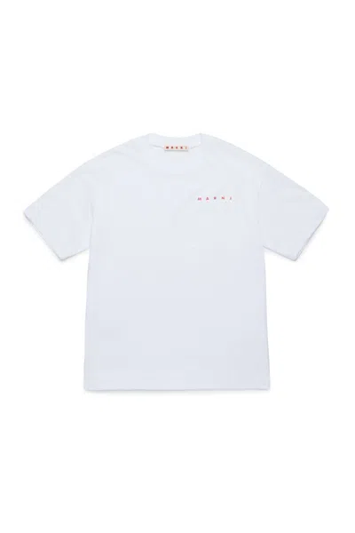 Marni Kids' T-shirt With Pocket And Logo In White