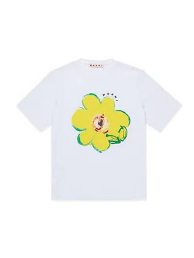 Marni Kids Floral Printed Crewneck T-shirt In Multi