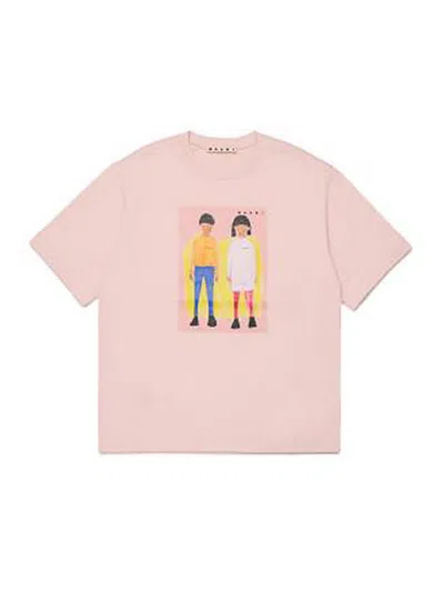 Marni Kids' Illustrated-graphic T-shirt In Pink