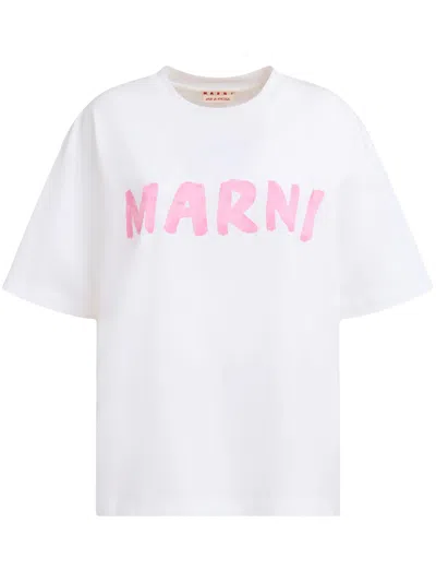 Marni T-shirt Mit Logo-print In White