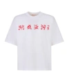 Marni T-shirt With Red Pop Fields  Logo In Lily White