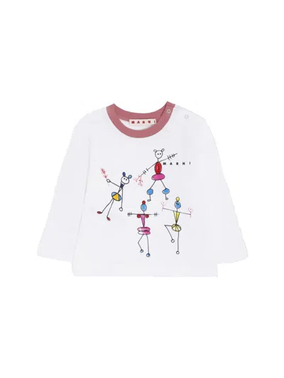 Marni Babies' T-shirt With Stylized Logo In White