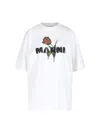 Marni White Crewneck T-shirt With Logo Lettering And Logo Print On The Front