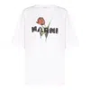 Marni White Crewneck T-shirt With Logo Lettering And Logo Print On The Front