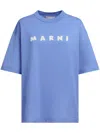 Marni Crew Neck Cotton T-shirt In Blue