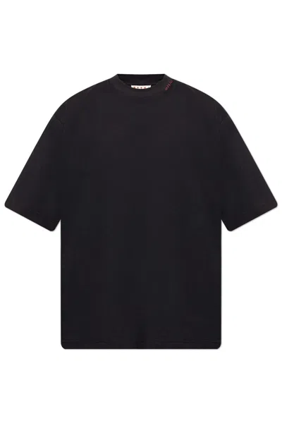 Marni Plain Jersey T-shirt In Black