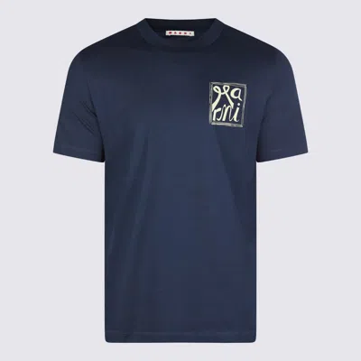 Marni Navy Cotton T-shirt In Blue