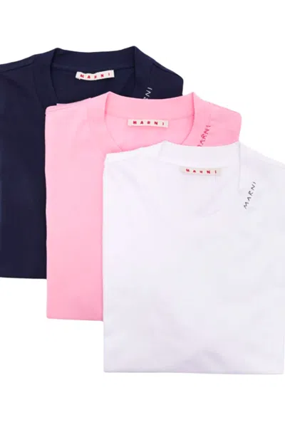 Marni Logo-embroidered Cotton T-shirt In Multicolour Vivaci