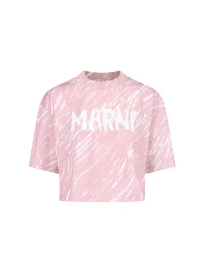 Marni Scribble Logo T-shirt In Multi
