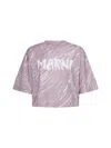 Marni Logo Print Cropped T-shirt In Pink
