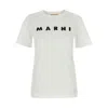 Marni Oversized Crew Neck T-shirt With Scribbled Logo In White